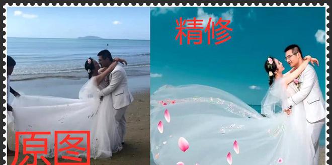 婚纱照原图vs精修照看过的人都说好网友直呼：美不美全靠P(图2)