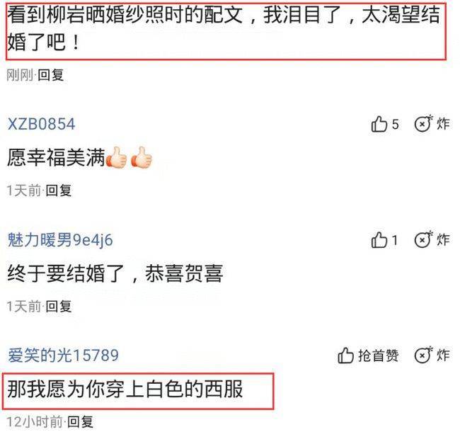 柳岩晒婚纱写线字配文引起热议网友：太渴望结婚了吧(图4)
